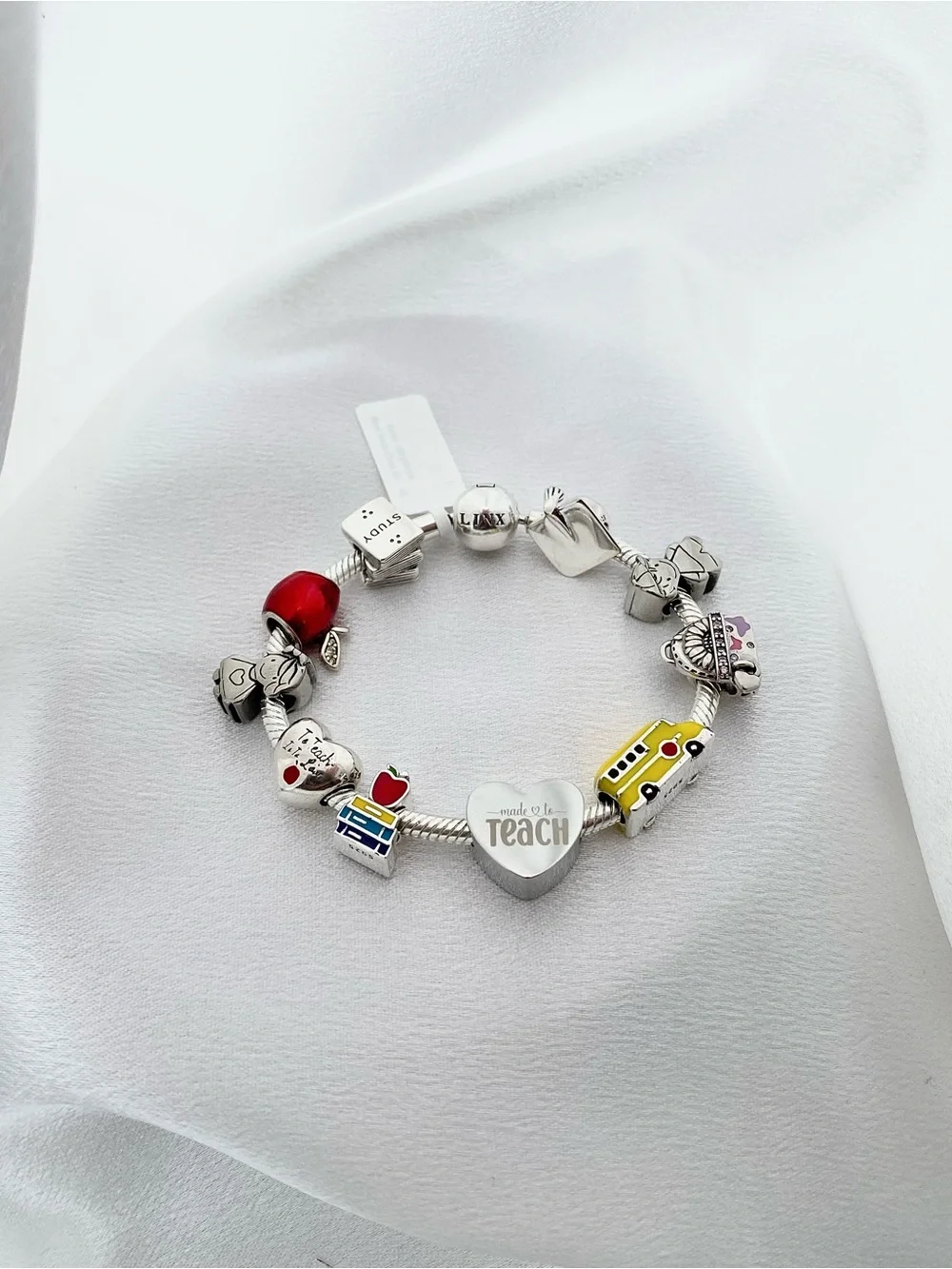 Linx Snake Chain Bracelet with Personalized Teacher Themed Charms
